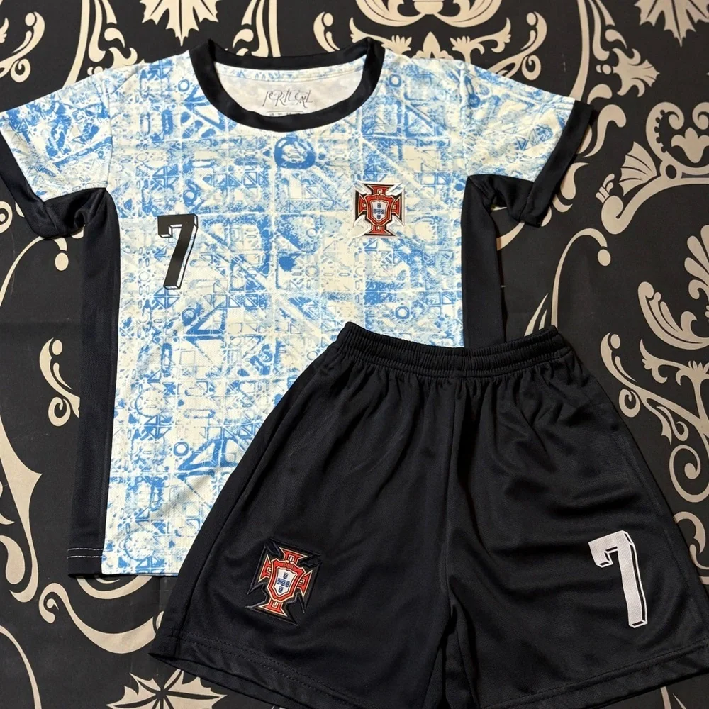 Cristiano Ronaldo Blue away Kids Size Medium youth Soccer Jersey - Ships Today - Picture 6 of 6